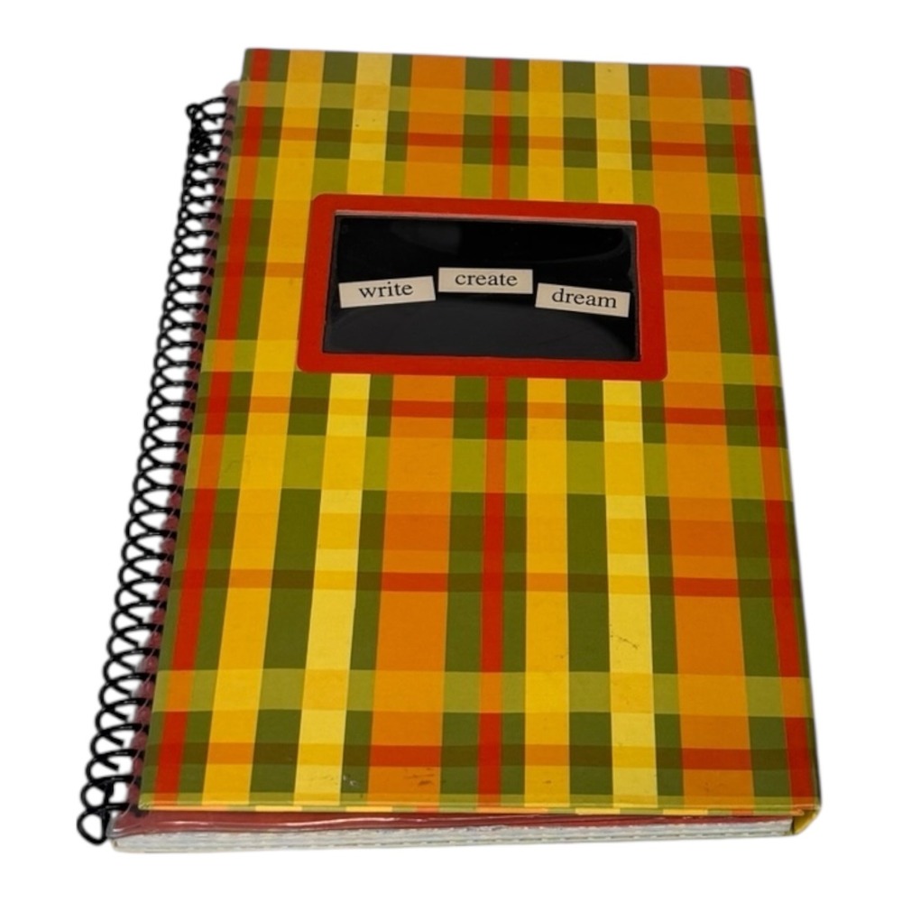 Magnetic Poetry Creativity Journal Plaid Spiral Notebook with 165 Word Tiles
